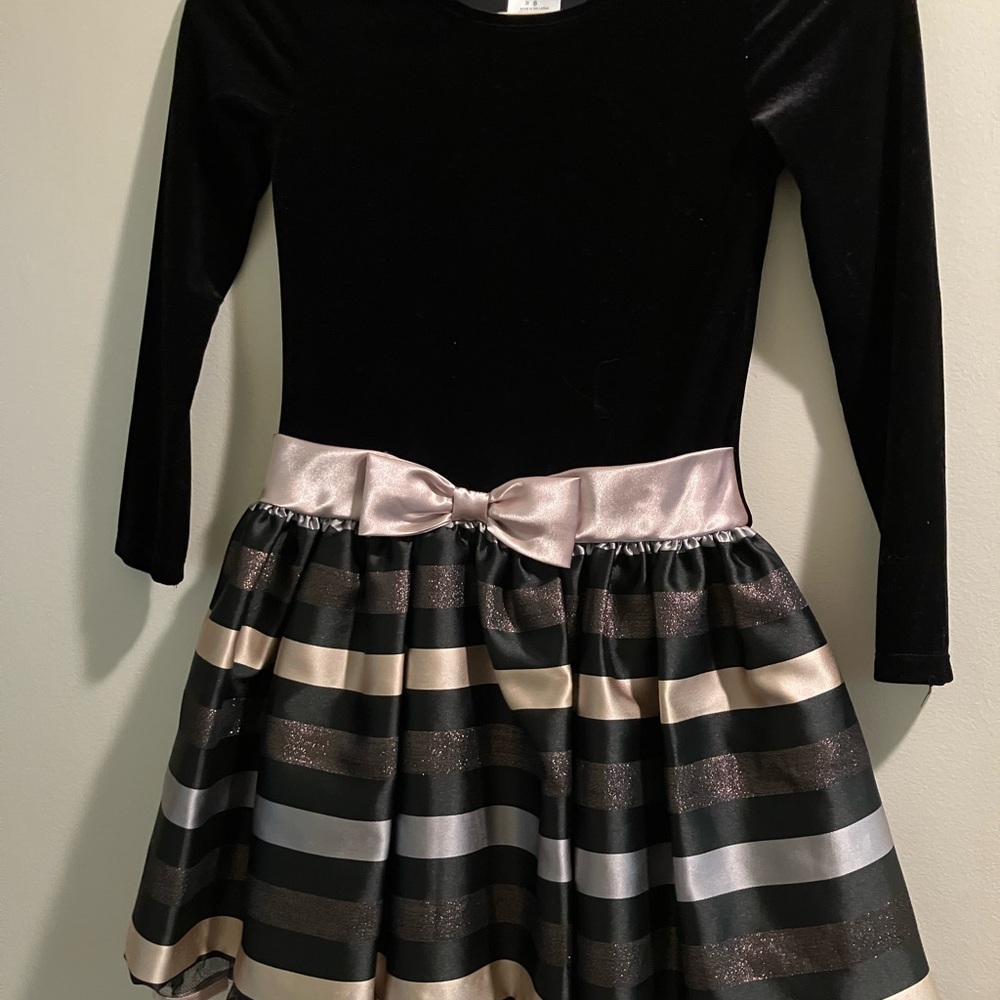 Bonnie Jean Black Dress with Silver Accents